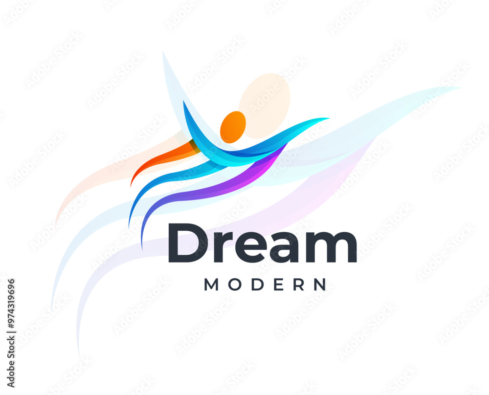 Fototapeta premium Abstract people logo symbol vector illustration colorful style