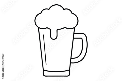 Pint of beer line art vector illustration