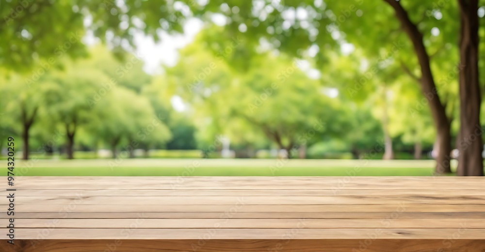 Empty wood table top and blurred green tree in the park garden background - can used for display or montage your products. Empty wood table top and blurred green tree in the park garden background - can used for display or montage your products.