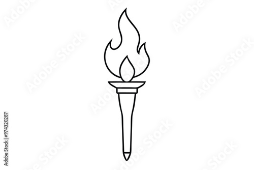 Torch line art vector illustration