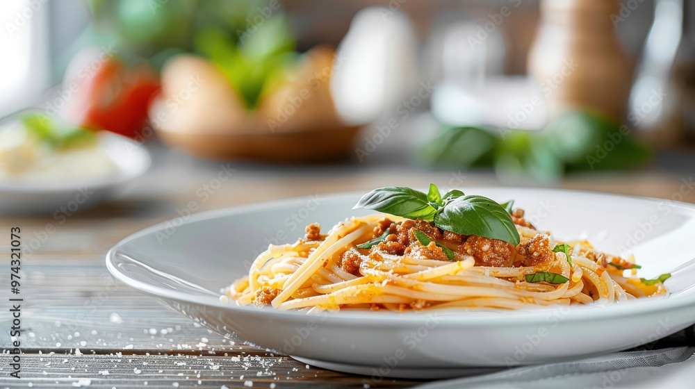 Plate of spaghetti with bolognese sauce. Plate of spaghetti with bolognese sauce.