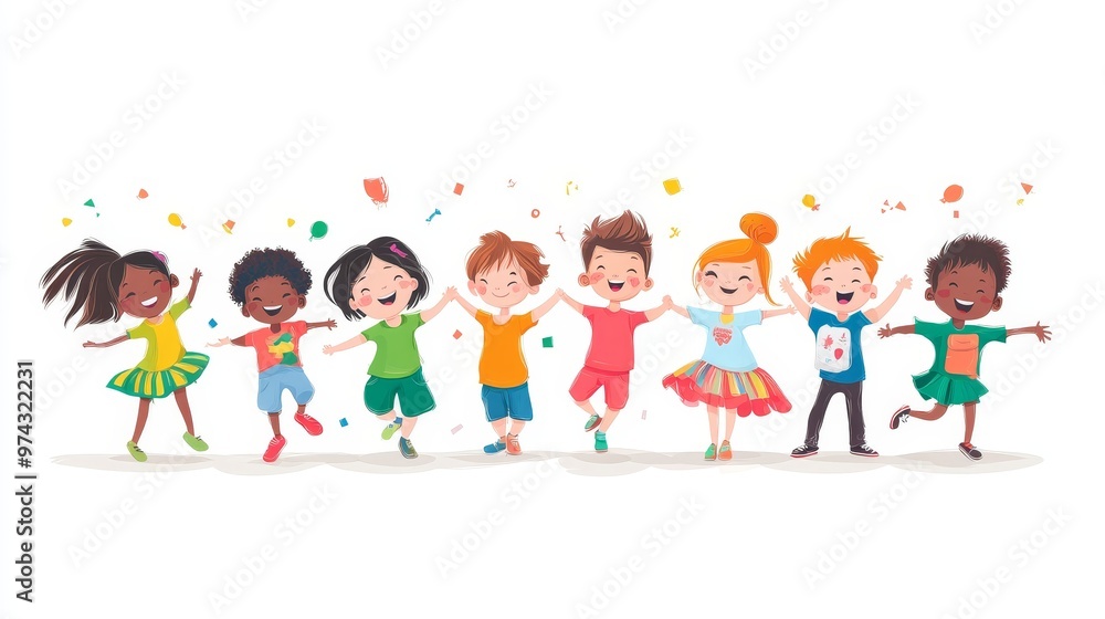 Joyful Multicultural Children Embracing Cultural Diversity in Vector Art Joyful Multicultural Children Embracing Cultural Diversity in Vector Art