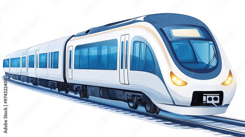 A sleek and modern train traveling on railway tracks, showcasing innovation in public transport and connecting cities efficiently. A sleek and modern train traveling on railway tracks, showcasing innovation in public transport and connecting cities efficiently.