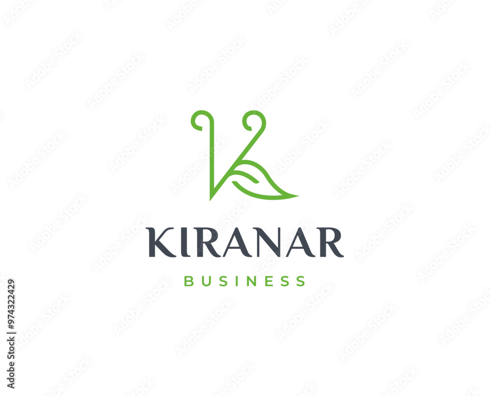 Letter K leaf logo design concept. Initial symbol for corporate business identity. Alphabet vector Letter K leaf logo design concept. Initial symbol for corporate business identity. Alphabet vector