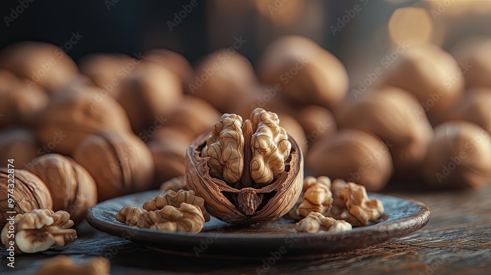 Closeup of Walnuts on Wooden Background Closeup of Walnuts on Wooden Background