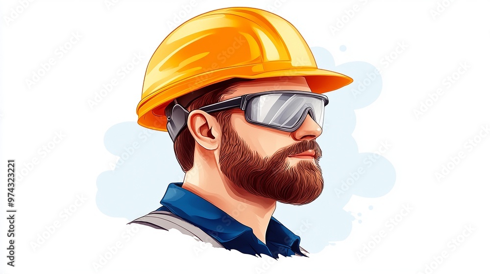Profile of a construction worker wearing a hard hat and safety glasses, symbolizing safety and professionalism in the industry. Profile of a construction worker wearing a hard hat and safety glasses, symbolizing safety and professionalism in the industry.