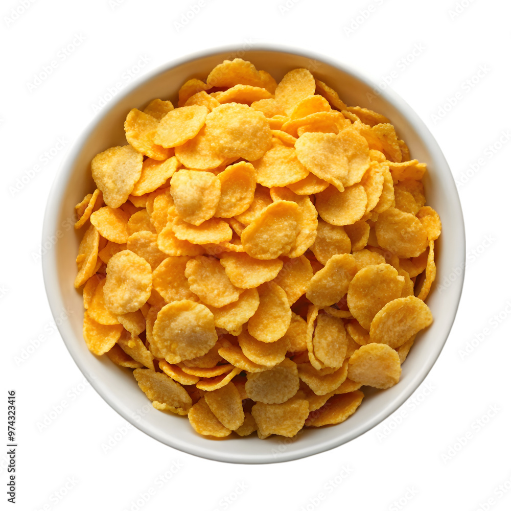 Bowl of cornflakes isolated on transparent background Bowl of cornflakes isolated on transparent background