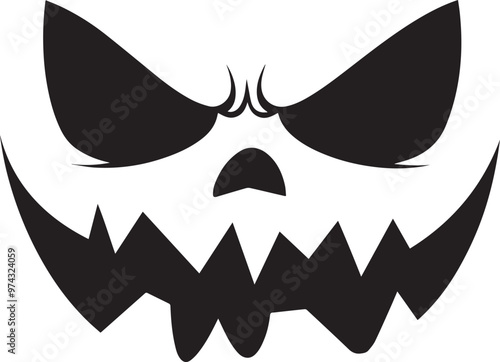 Halloween Spooky grimace face vector linear black