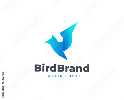 Free Download Modern flying bird logo design. Gradient stylized bird vector illustration - GFXLoad