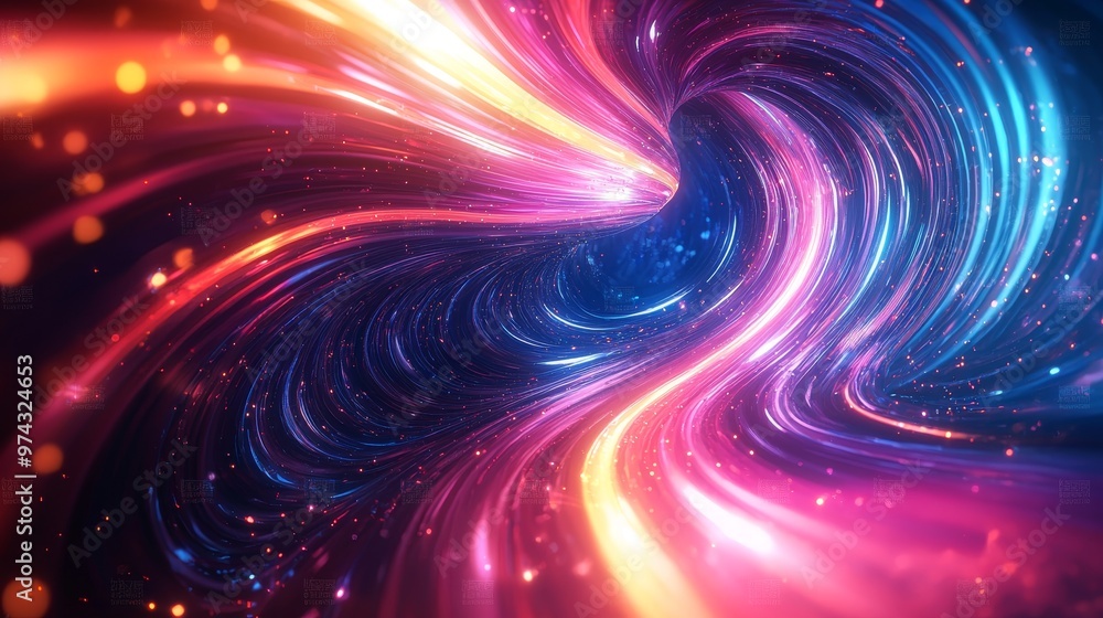 Fototapeta premium Techno Fusion Tunnel - Abstract Virtual Progression with Vibrant Hues and Dynamic Integration.