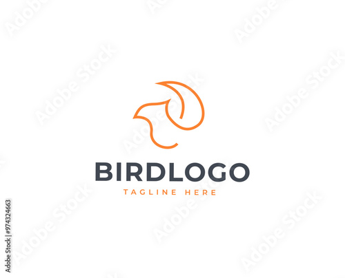 Bird eagle minimalist logo design concept. Line art style bird vector illustrations photo