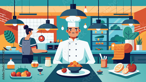 A chef is sitting at a table with a plate of food in front of him