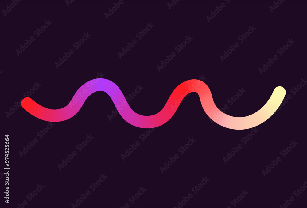 Neon Color Gradient squiggle lines. Scribble stripe with wavy elements. Abstract organic dynamic colorful Sshapes on dark background. Neon Color Gradient squiggle lines. Scribble stripe with wavy elements. Abstract organic dynamic colorful Sshapes on dark background.
