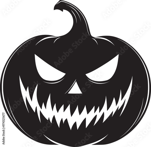 Scary Jack o lantern vector silhouette black