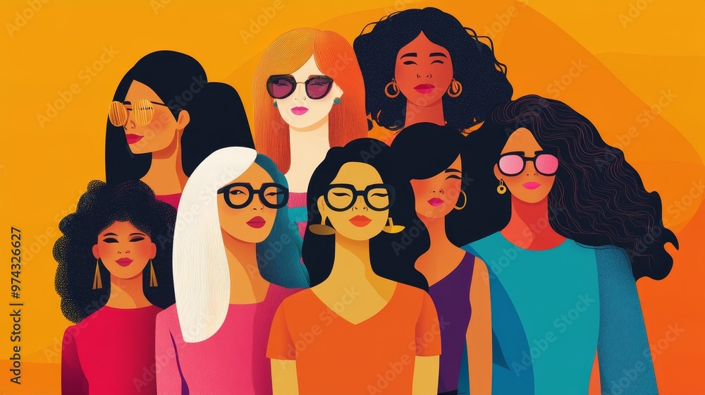 Unity in Diversity: Empowered Women Standing Together - Vibrant Vector Illustration Unity in Diversity: Empowered Women Standing Together - Vibrant Vector Illustration