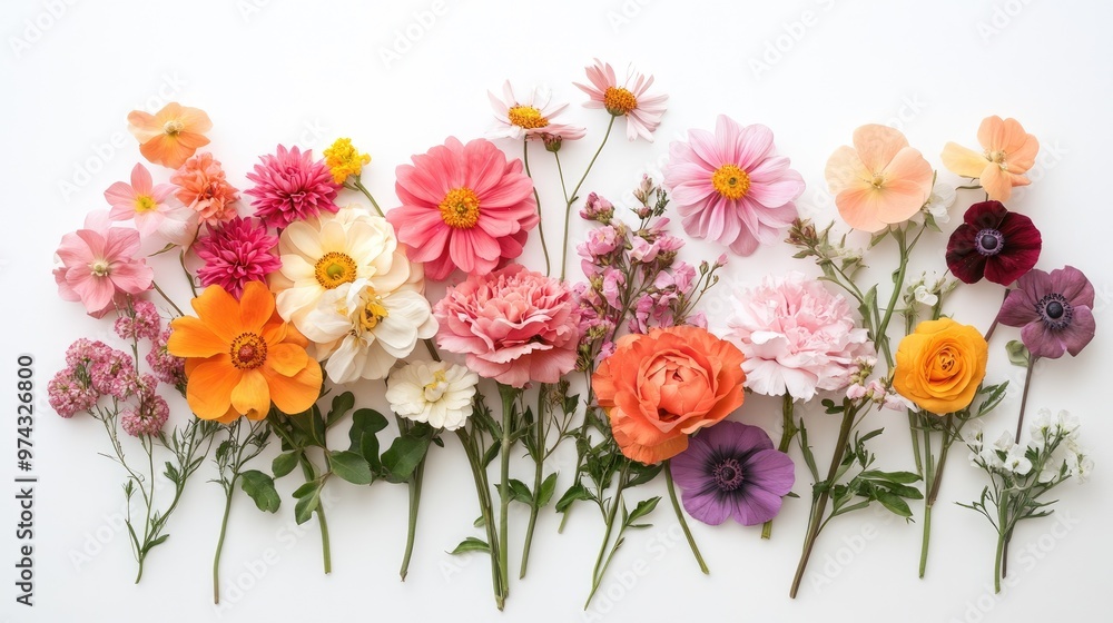 A meaningful bunch of flowers, arranged delicately on a white background, symbolizing the beauty of love, joy, and compassion A meaningful bunch of flowers, arranged delicately on a white background, symbolizing the beauty of love, joy, and compassion