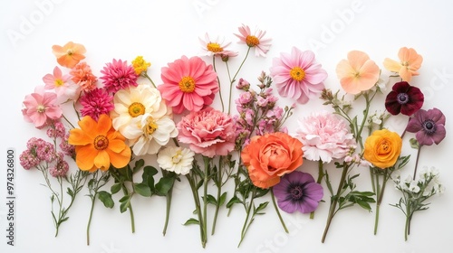 Wallpaper Mural A meaningful bunch of flowers, arranged delicately on a white background, symbolizing the beauty of love, joy, and compassion Torontodigital.ca