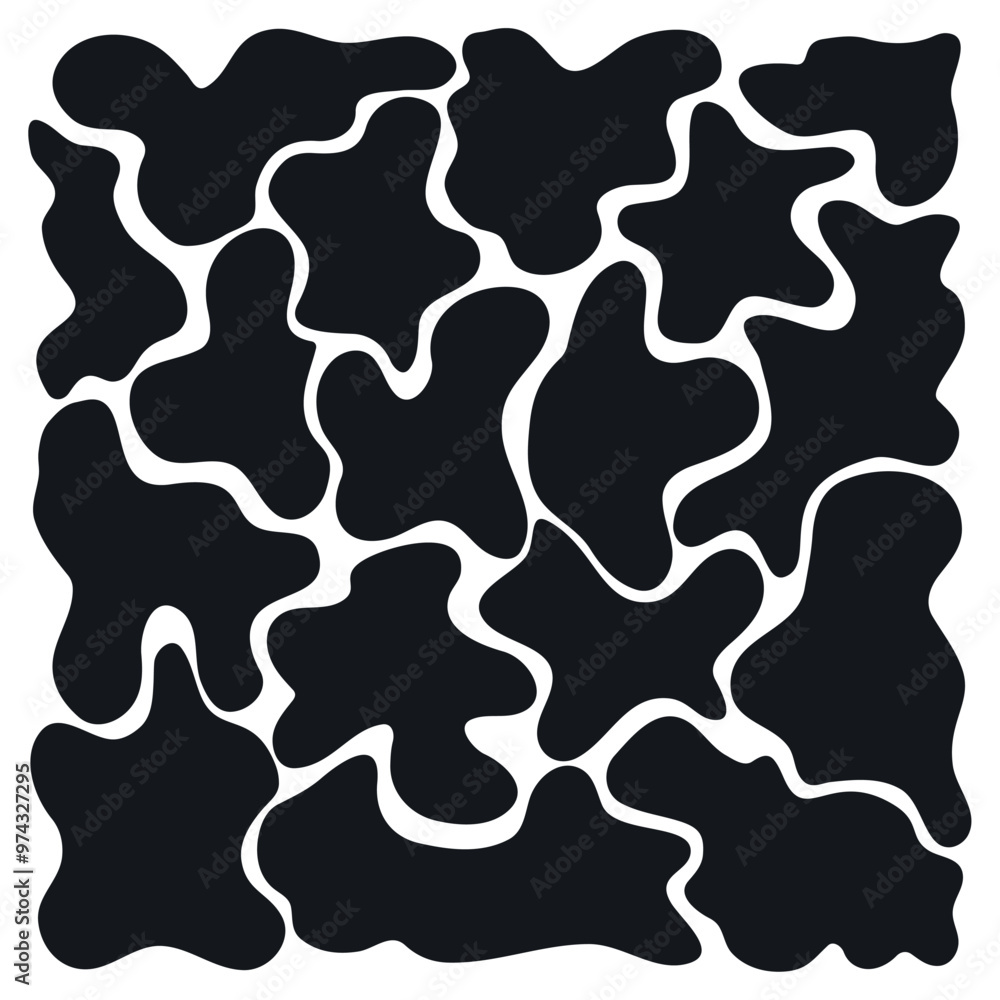Black Abstract Blob Shapes Pattern on White Background Black Abstract Blob Shapes Pattern on White Background