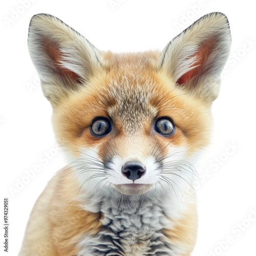 red fox vulpes on white background