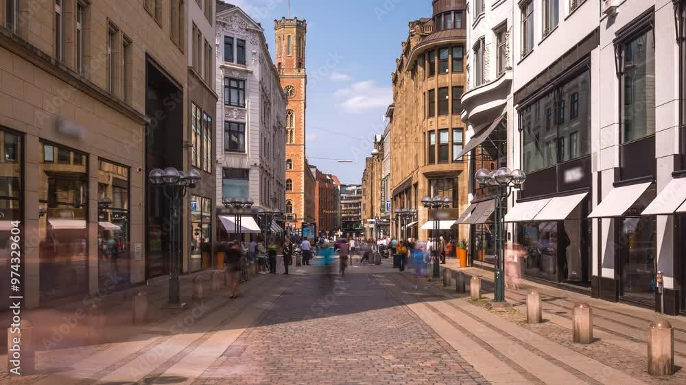 Shopping street hamburg main sqaure time lapse hyperlapse peopke shopping walking downtown hamburg germany. Shopping street hamburg main sqaure time lapse hyperlapse peopke shopping walking downtown hamburg germany.