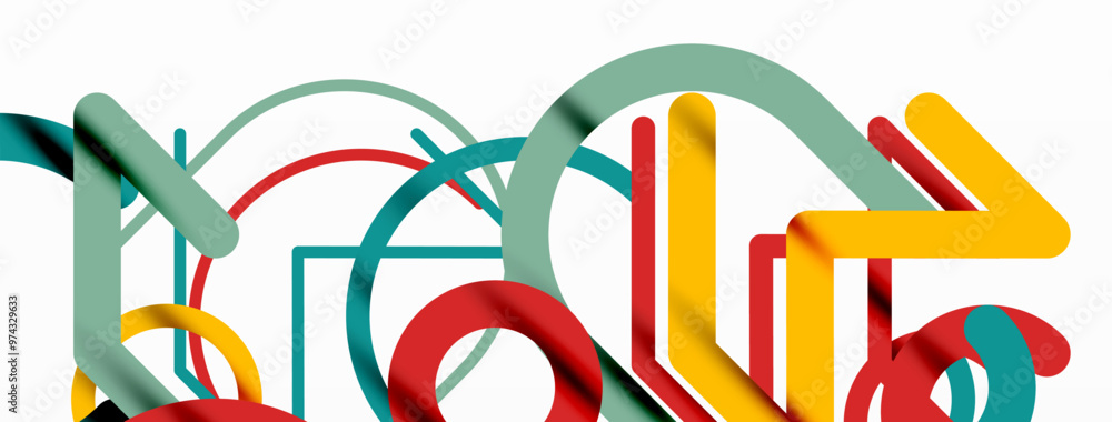 Abstract background. Circles and colorful round shape lines. Linear geometric minimal design Abstract background. Circles and colorful round shape lines. Linear geometric minimal design