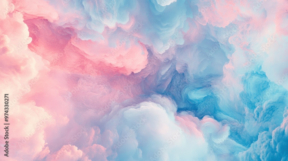 Fototapeta premium A tie-dye pattern featuring soft pastel pinks and blues, with abstract shapes and a dreamy, cloud-like effect