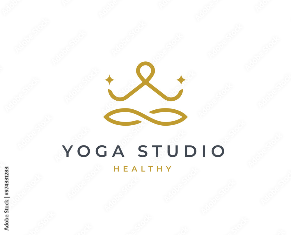 Yoga studio logo with clean and elegant lines style design vector illustration Yoga studio logo with clean and elegant lines style design vector illustration