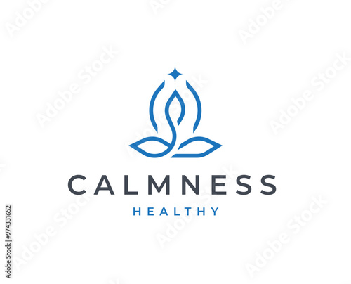 Meditation wellness yoga logo with clean and elegant lines style design