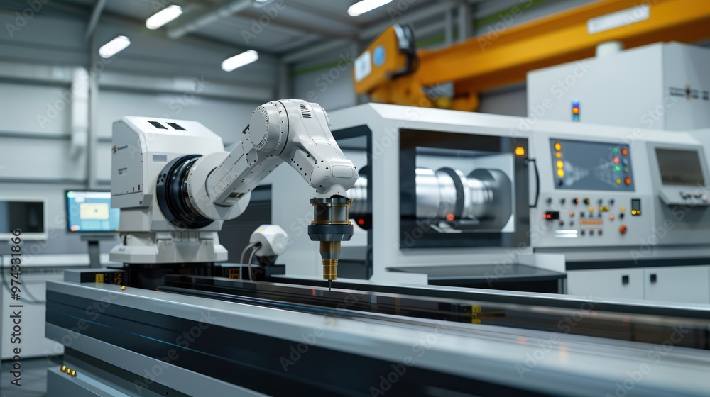 Industrial Robot Arm in a Factory Setting