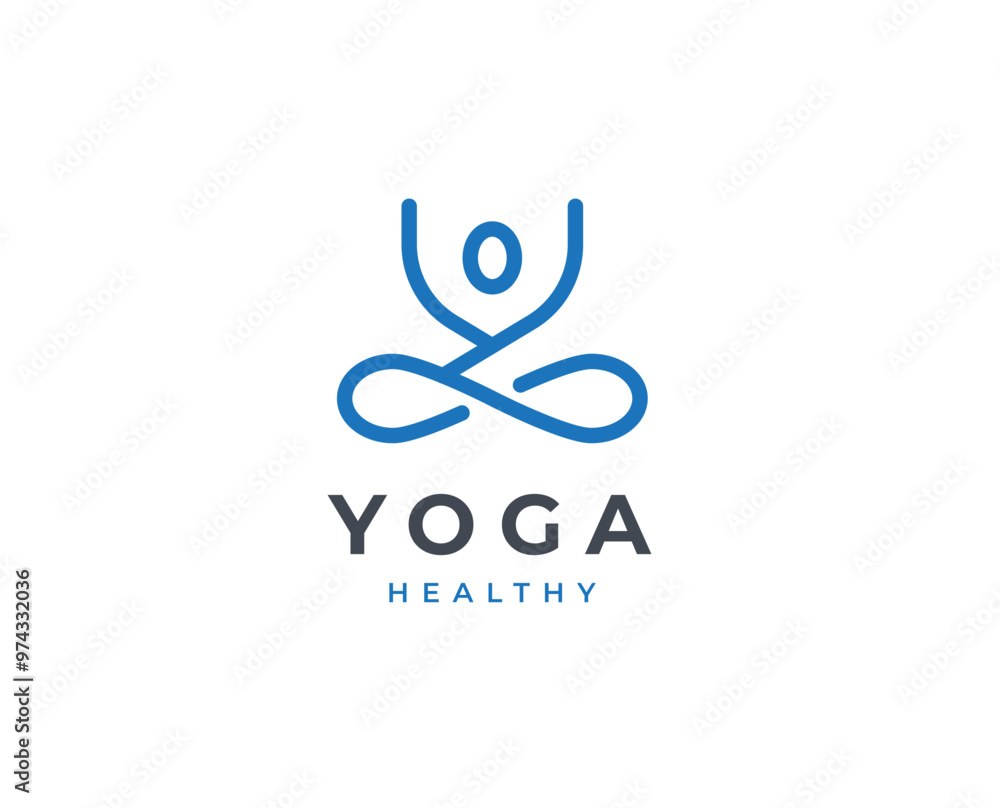 Obraz premium Yoga studio wellness logo with clean and elegant lines style design vector illustration