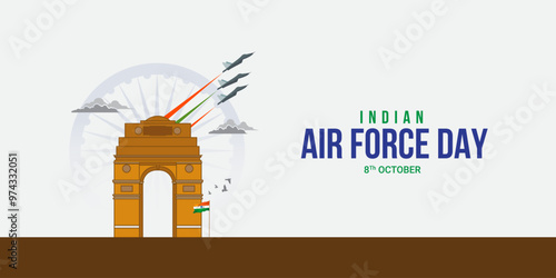 Indian Air Force Day, Air Force Day creative banner poster logo background web social media design vector illustration isolated.