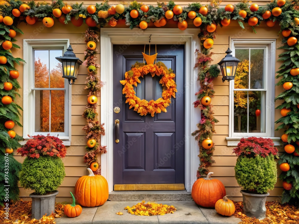 Obraz premium Halloween Door Decoration Clipart Design