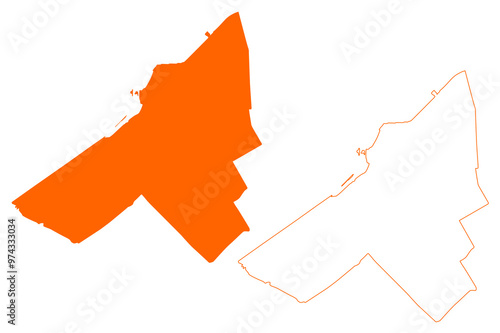 Lelystad City and Municipality (Kingdom of the Netherlands, Holland, Flevoland province) map vector illustration, scribble sketch Lelystad map