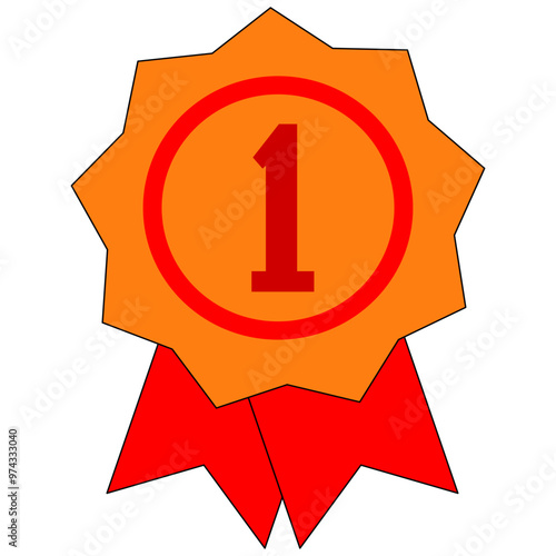 first place gold medal with ribbon