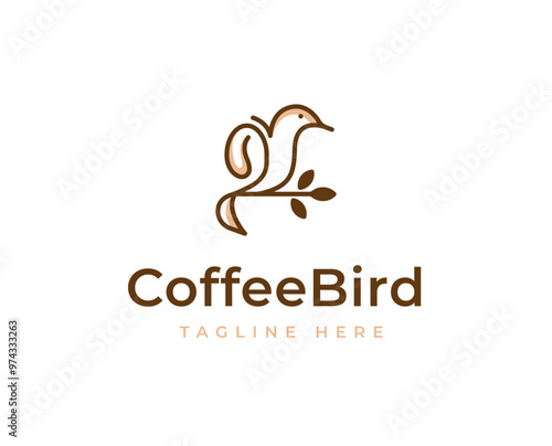 Bird logo with coffee symbol icon design vector illustration