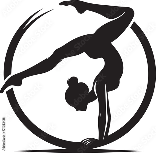 Gymnastics black silhouette vector icon, Gymnastics man and woman black vector.