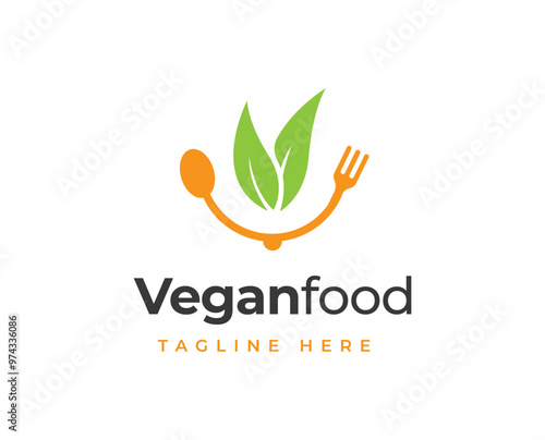 Restaurant logo design with fork and spoon element illustration