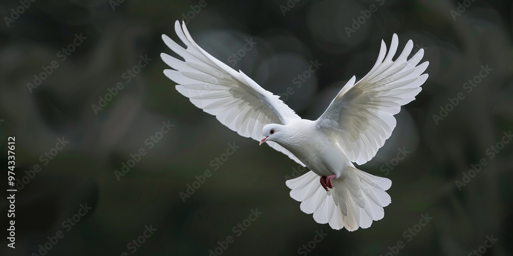 White Dove Soaring Against Soft, Blurred Background
White Dove Soaring Against Soft, Blurred Background