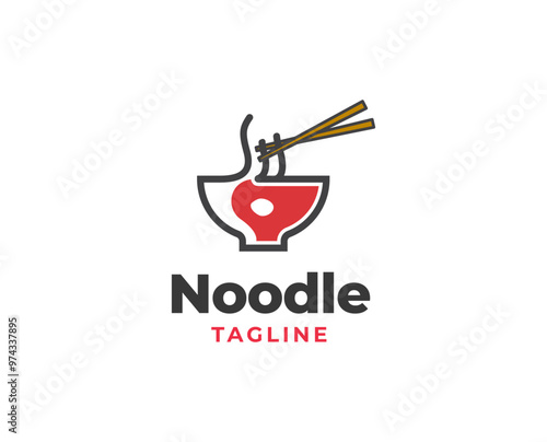 Restaurant noodle bowl logo with chopsticks element icon symbol vector illustration