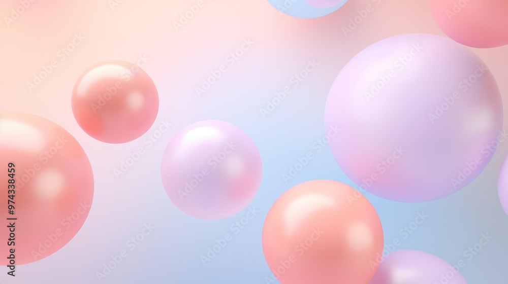 custom made wallpaper toronto digitalA soft and dreamy background with pastel-colored spheres floating in a light blue and pink gradient.