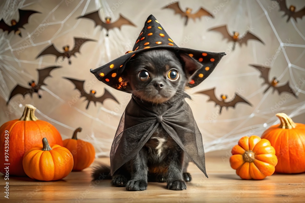 Naklejka premium halloween pumpkin and witch