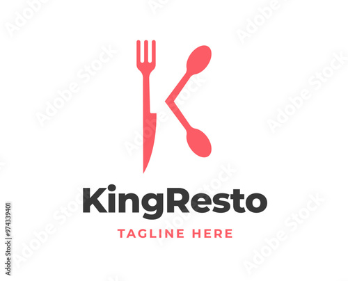 Initial K letter logo with food equipment style for restaurant logo vector illustration