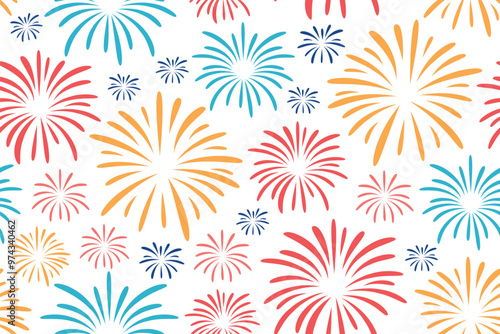 Wallpaper Mural colorful seamless New Year's Eve pattern with fireworks- vector illustration Torontodigital.ca