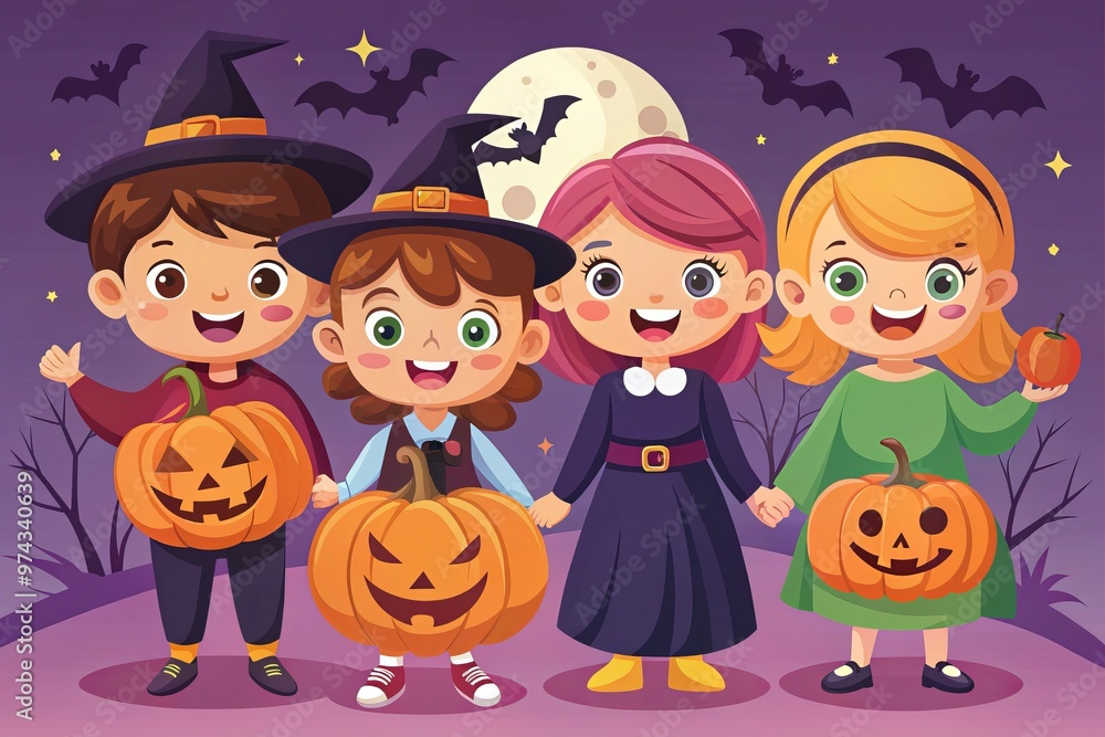 Halloween themed vector illustrations for kids Halloween themed vector illustrations for kids