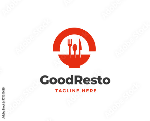 Bowl logo icon with food equipment element design for restaurant logo  vector illustration