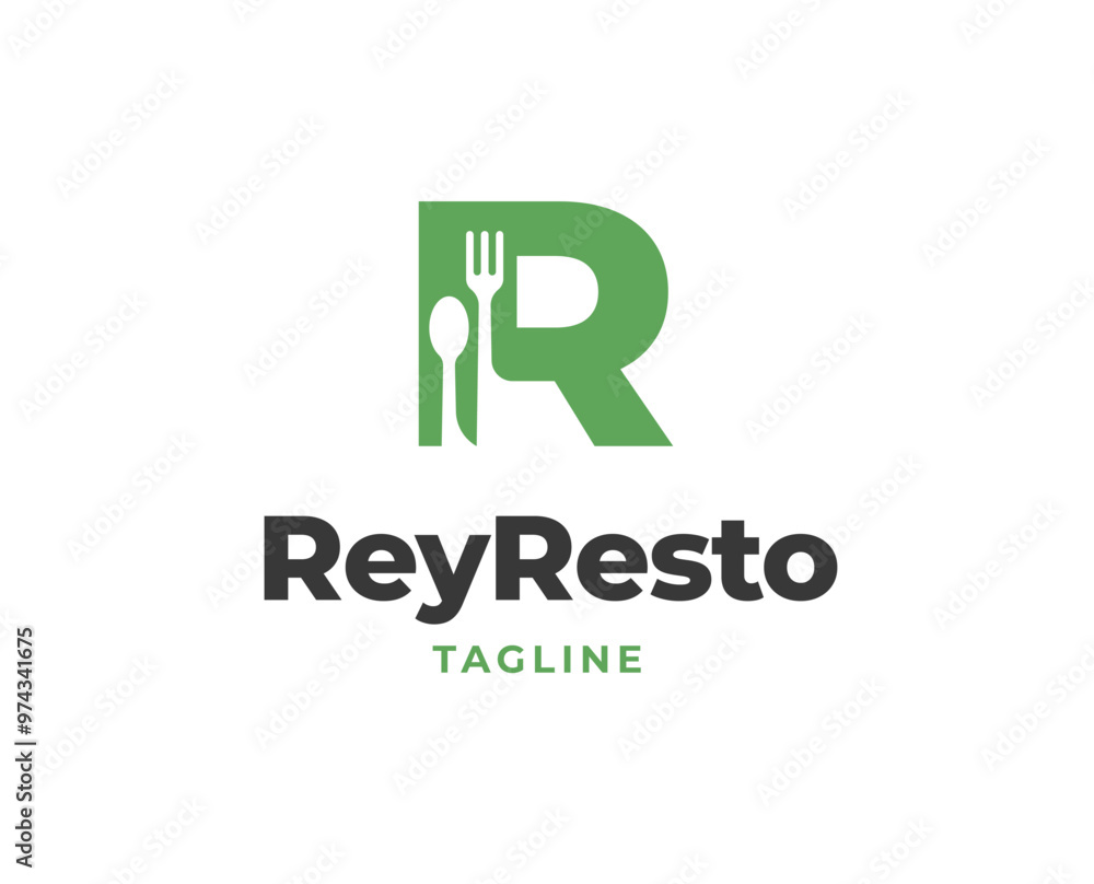Initial R letter logo with fork and spoon icon for restaurant logo vector illustration Initial R letter logo with fork and spoon icon for restaurant logo vector illustration