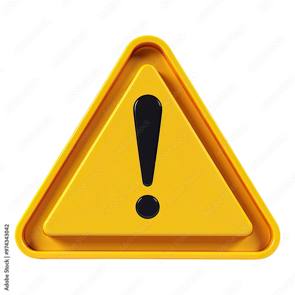 3d yellow triangle warning sign with black exclamation mark isolated on ...