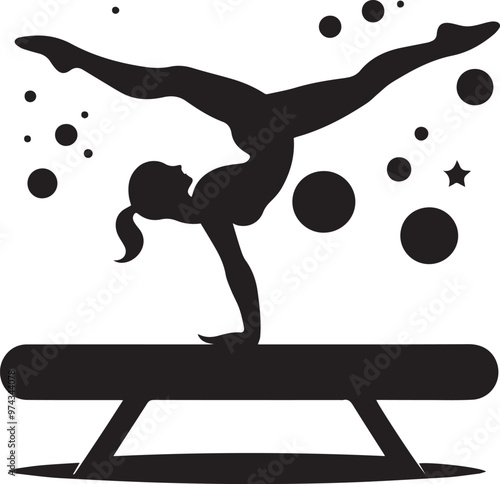 Gymnastics black silhouette vector icon, Gymnastics man and woman black vector.