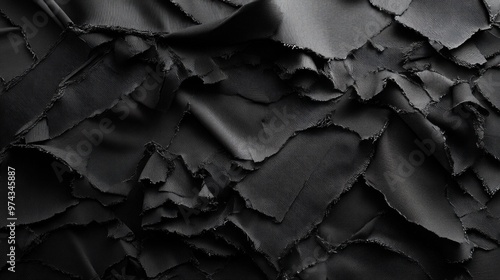 Torn black fabric patterns showcasing intricate crossfire designs for textile applications photo