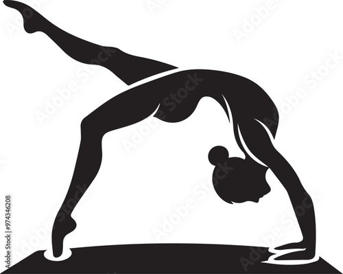 Gymnastics black silhouette vector icon, Gymnastics man and woman black vector.